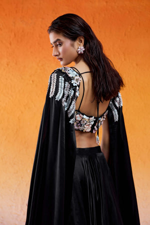 Black Embelllished & Embroidered Lehenga Set image 5