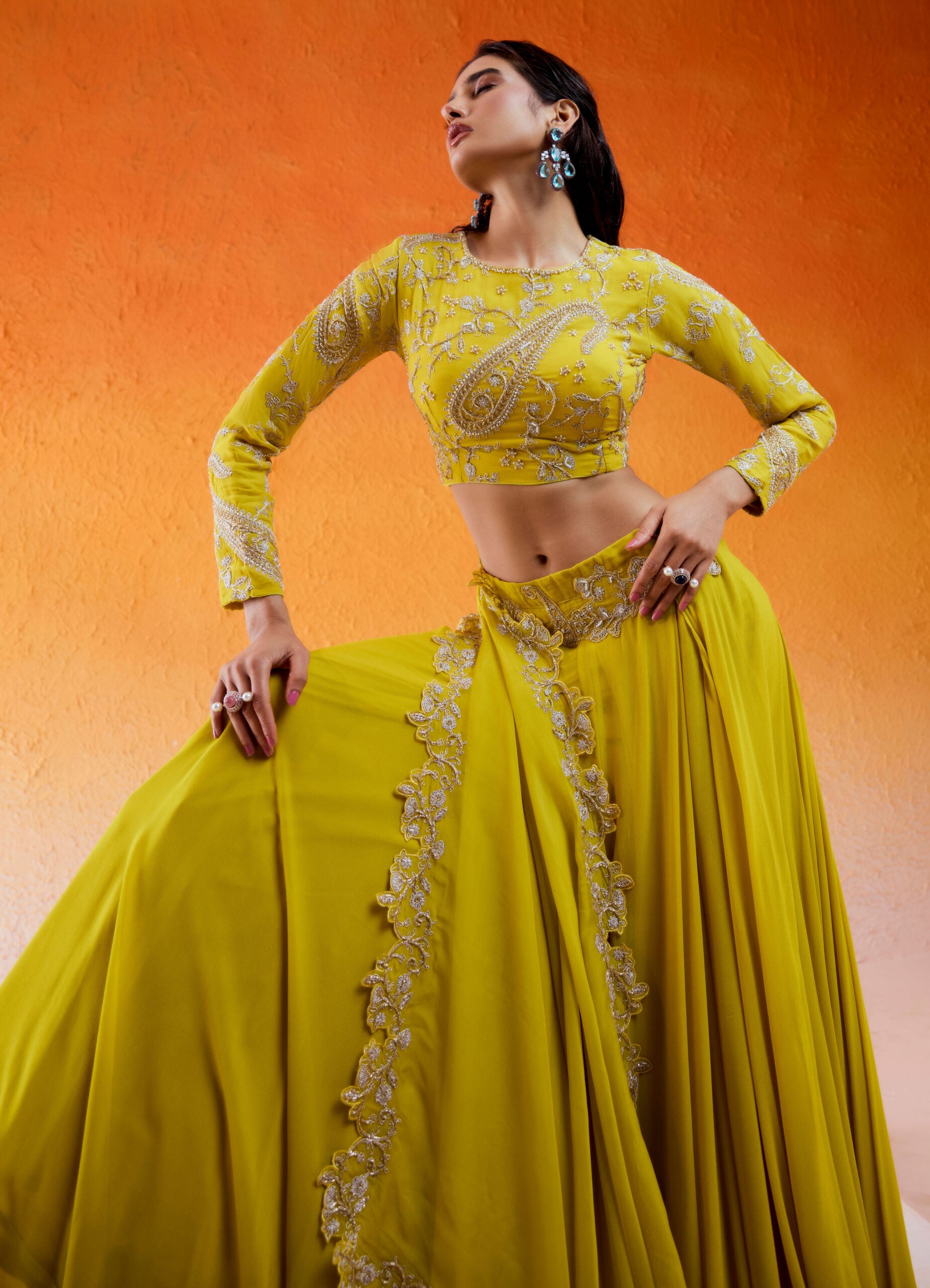 Daisy Yellow Embroidered Lehenga Set image 3