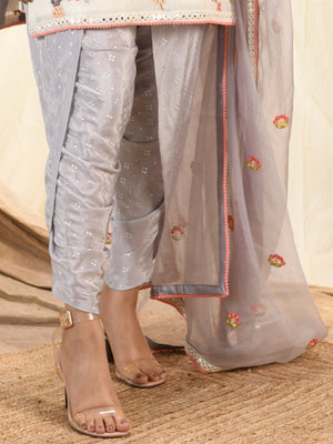 Lavender Grey Kurta and Dhoti Set image 3