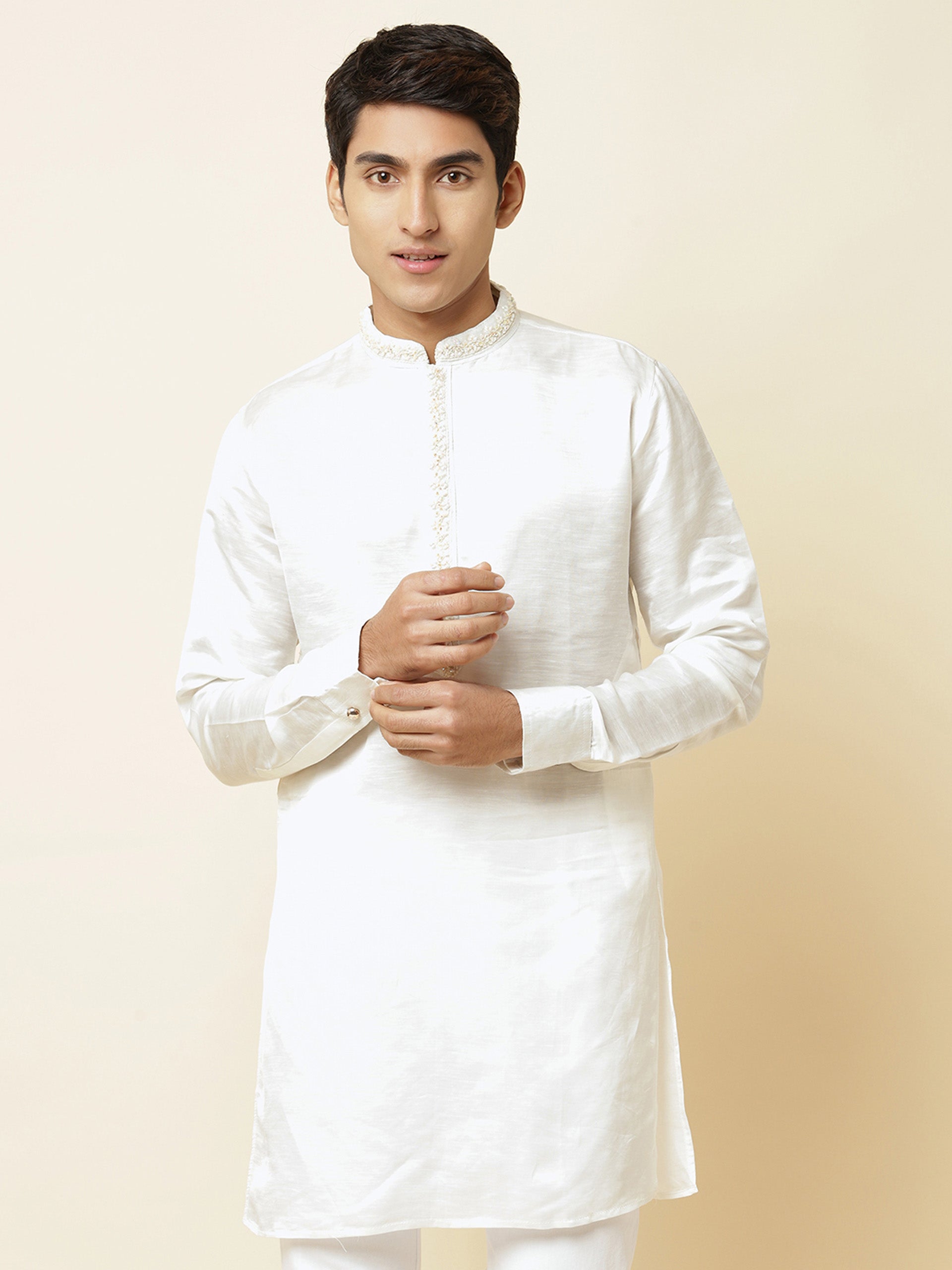 White Satin Kurta image 2