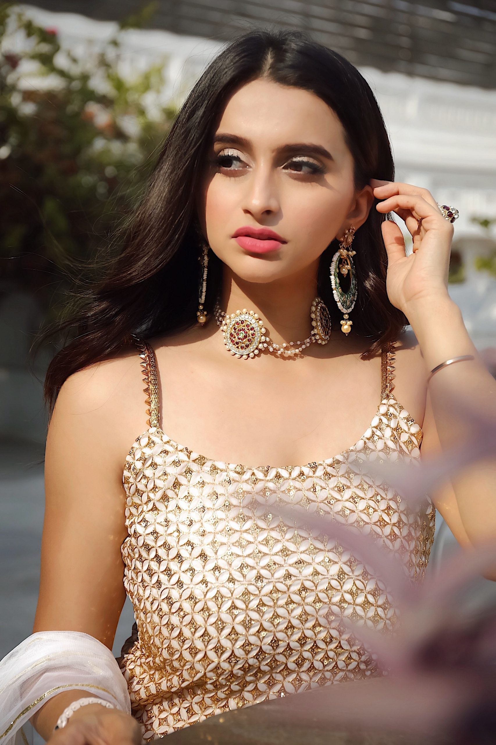 White and Gold Sharara Set image 1