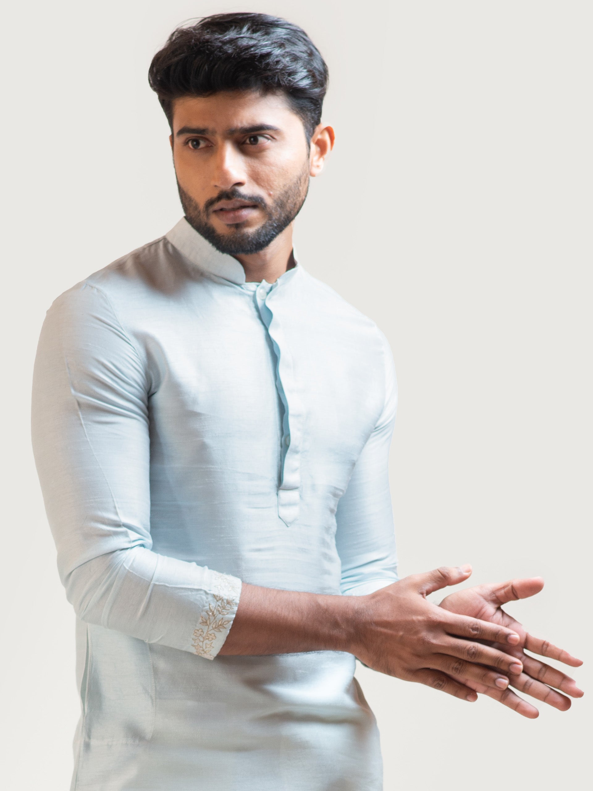 Ice Blue Embroidered Kurta Set image 1