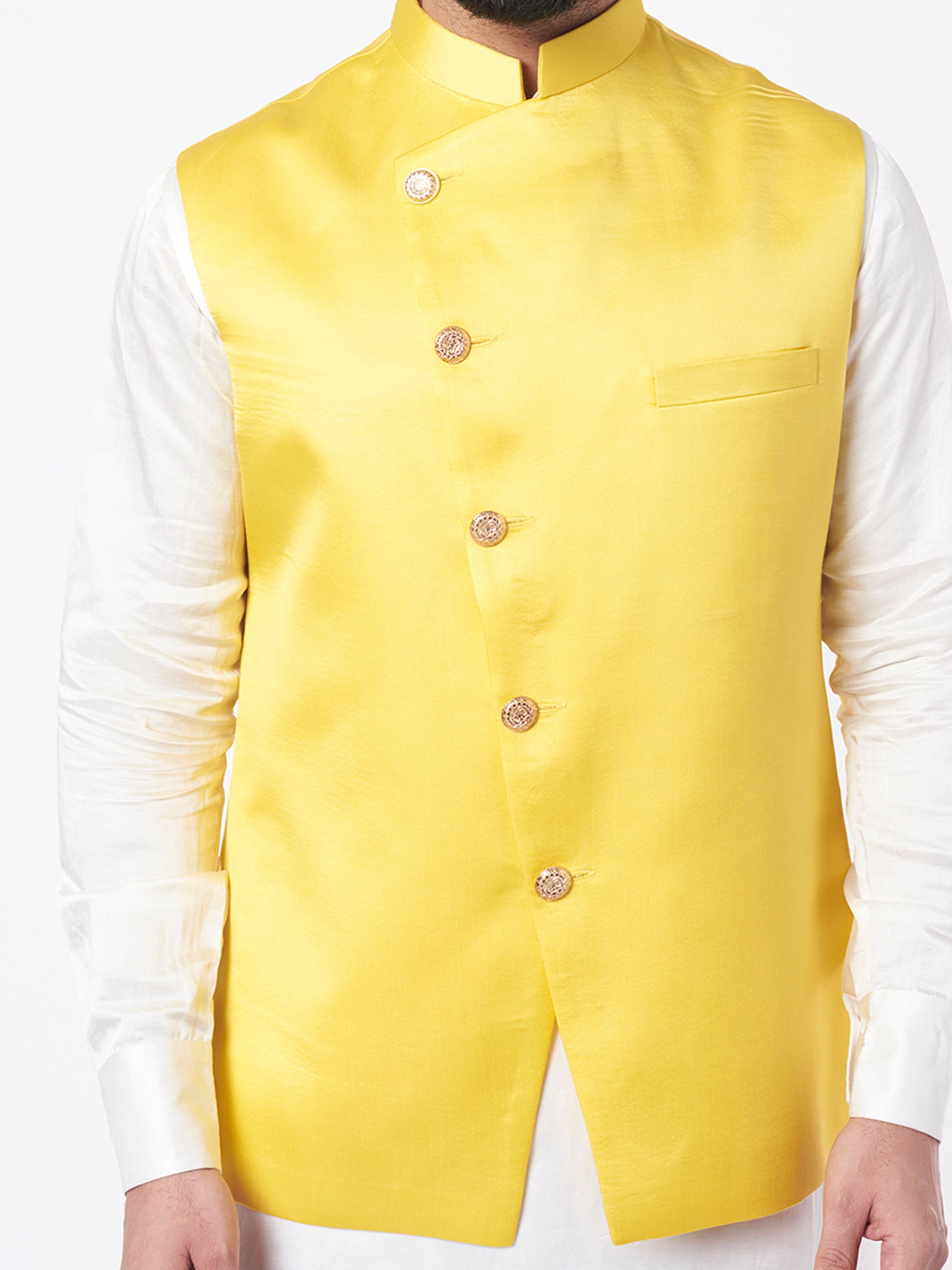 Yellow Silk Bundi Jacket Set image 1