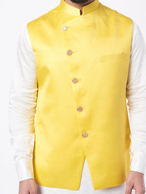 Yellow Silk Bundi Jacket Set image 1
