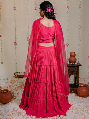 Fuchsia Pink Mirror Lehenga Set image 5