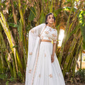 Light Blue Thread Embroidered Lehenga Set image 0