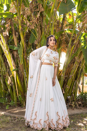 Light Blue Thread Embroidered Lehenga Set image 0