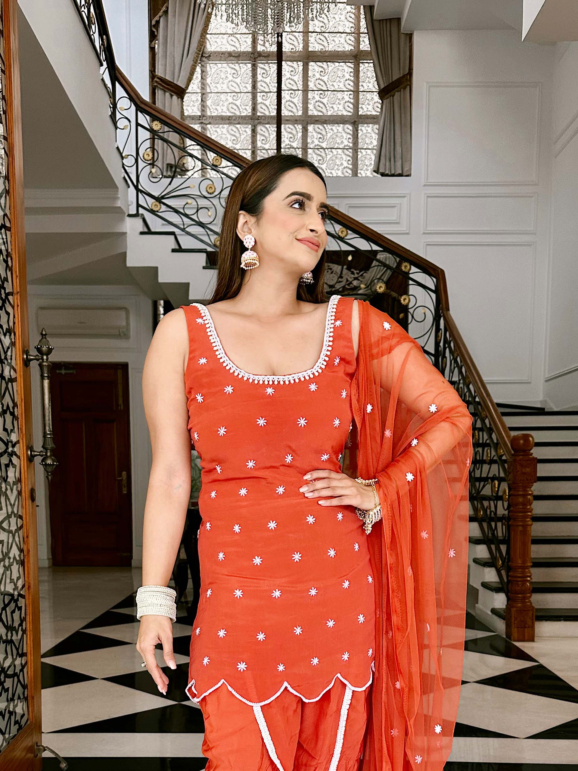 Burnt Orange Kurta and Dhoti Set image 3
