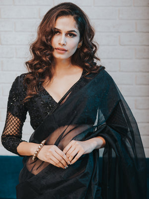 Midnight Blue Saree Set image 1