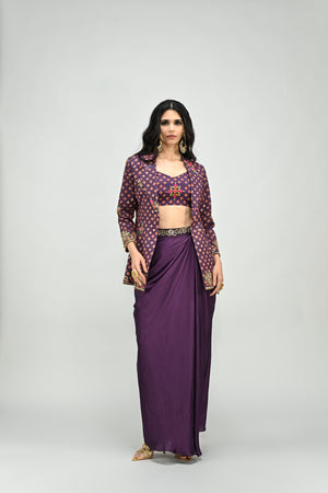 Plum Badla Blazer Dhoti Set image 3