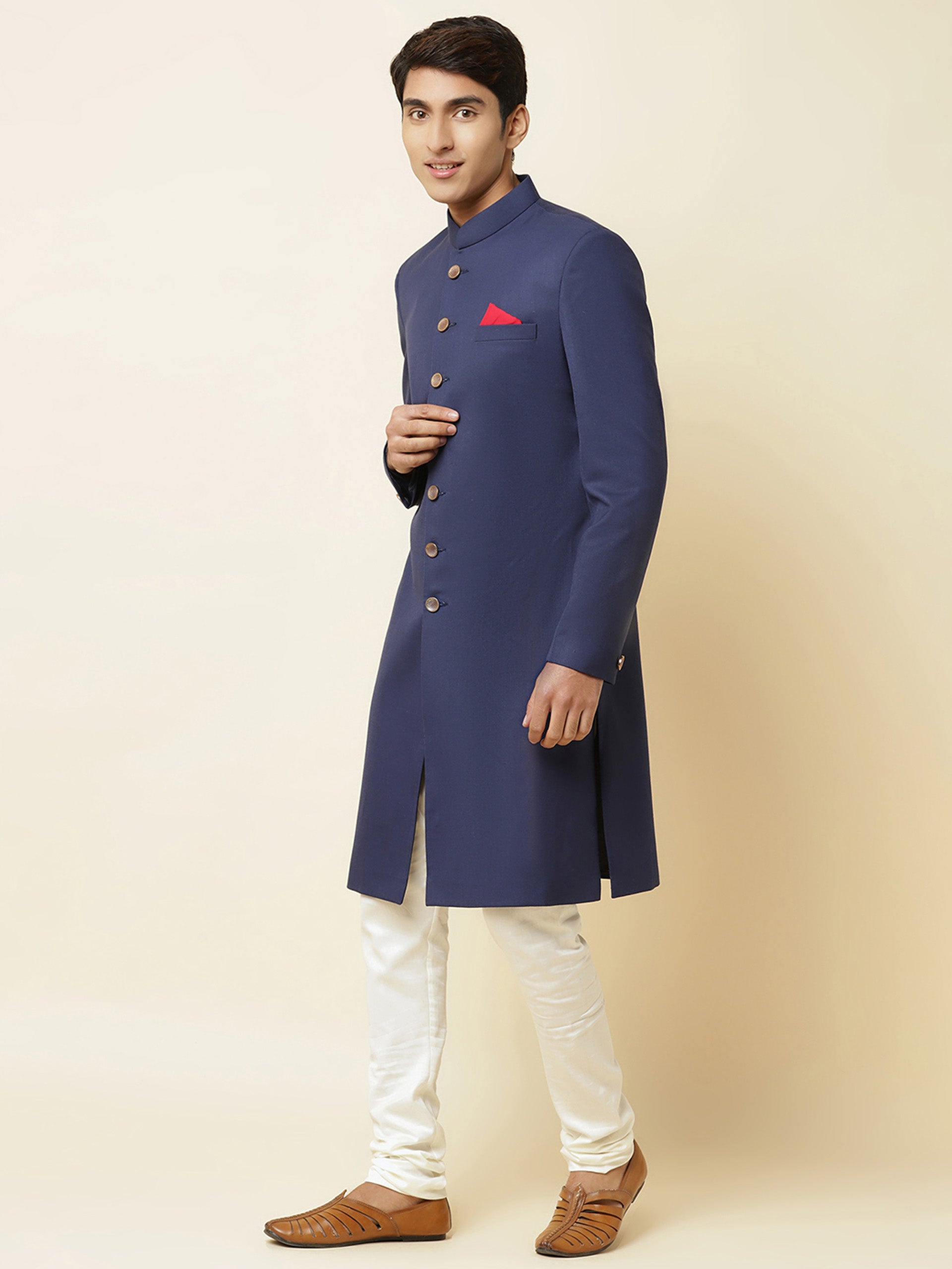 Navy Blue Sherwani Set image 3