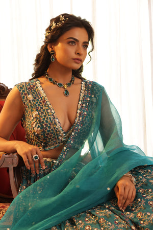 Embroidered Chiffon Lehenga image 11