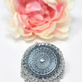 Oxidized Circle Print Ring with Ghungroo image 0