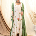 Olive Bandhni Kurta and Cape Set image 0