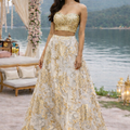 Strapless Gold Sequins Blouse with an Ivory Organza Skirt image 0