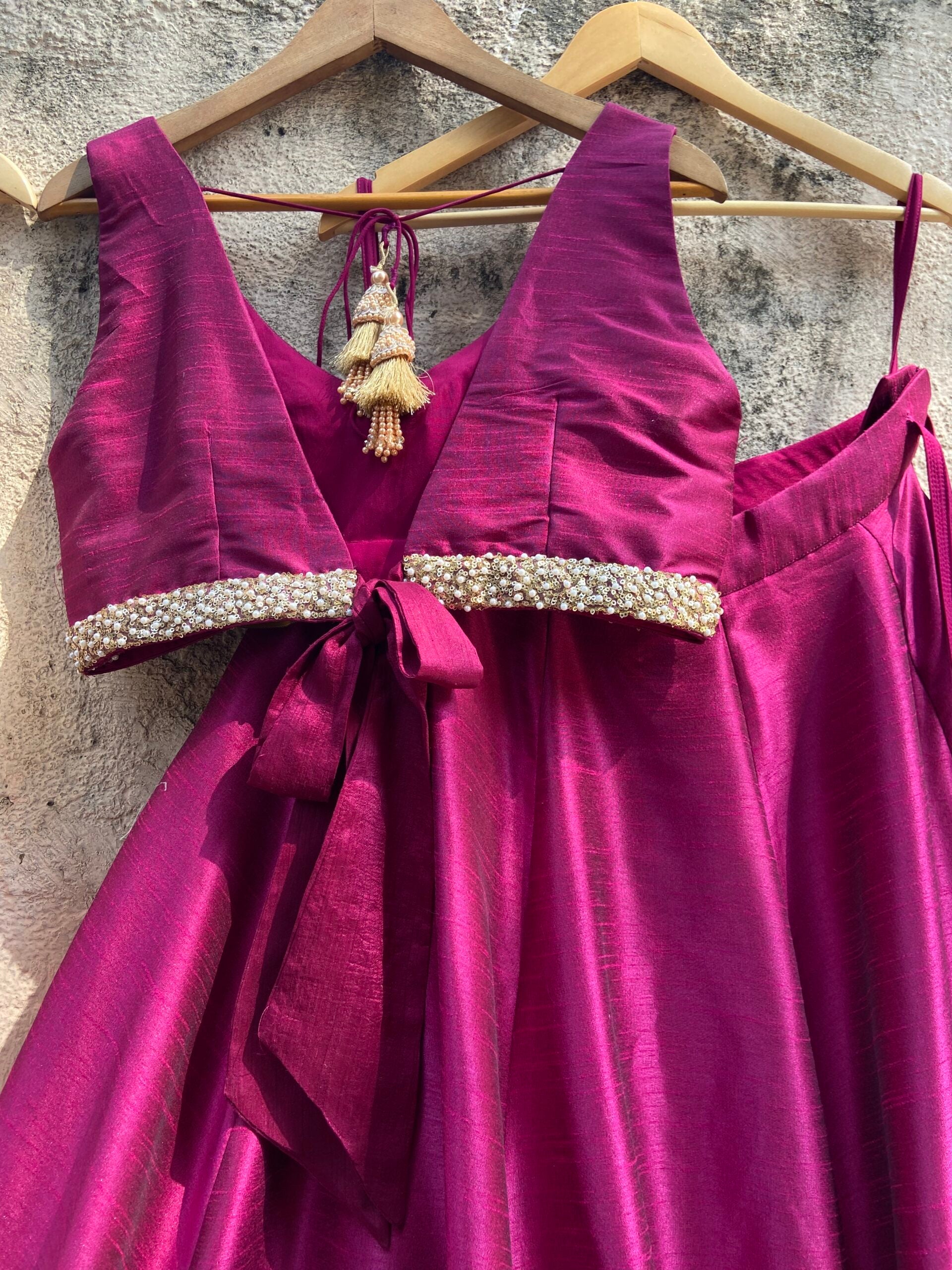 Magenta Lehenga set with Hand-painted Dupatta image 4