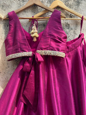Magenta Lehenga set with Hand-painted Dupatta image 4