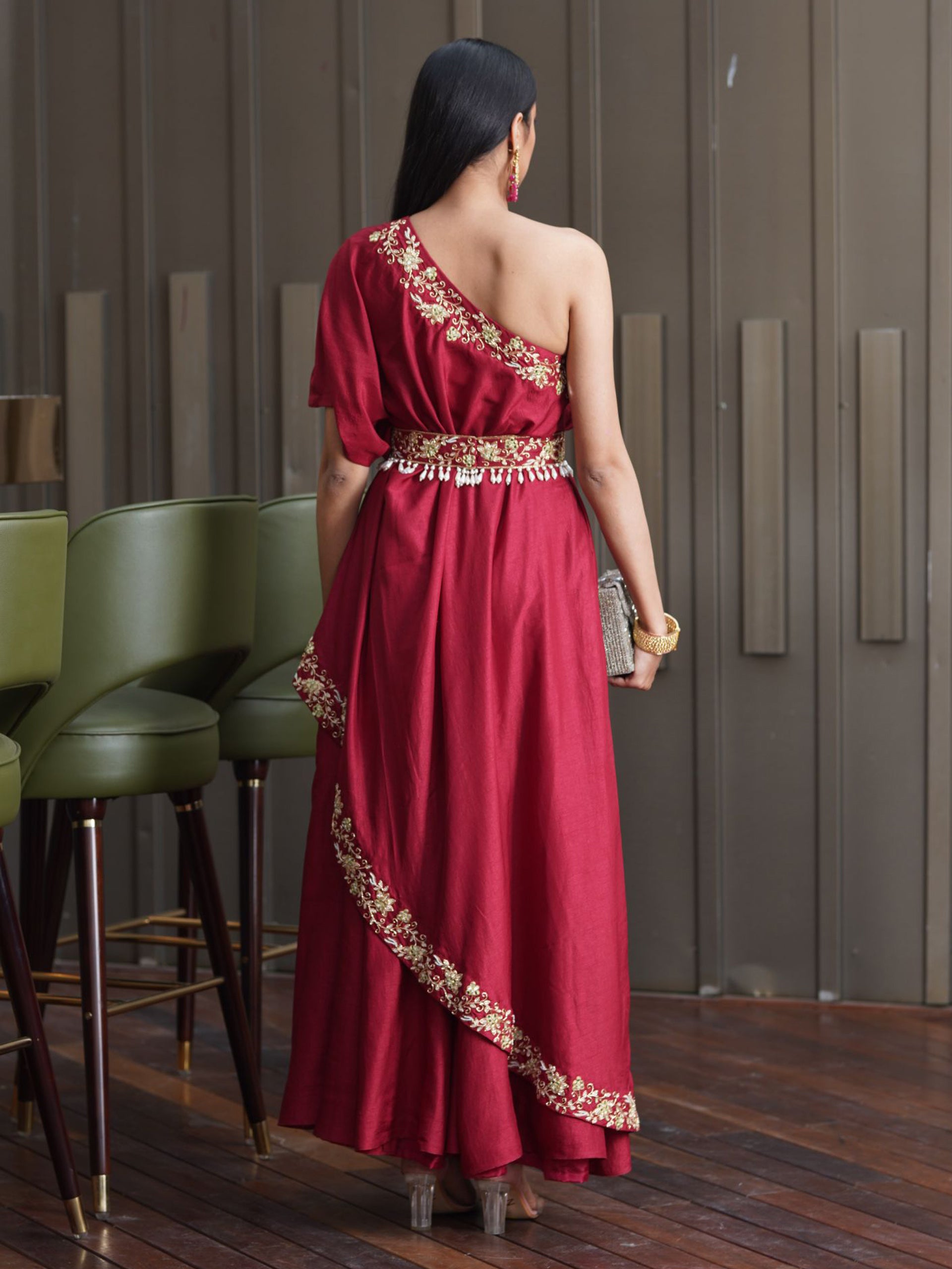 Amber One Shoulder Gown with Belt image 2