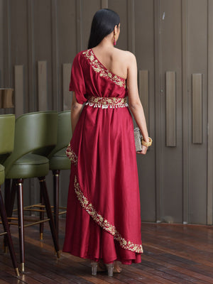 Amber One Shoulder Gown with Belt image 2