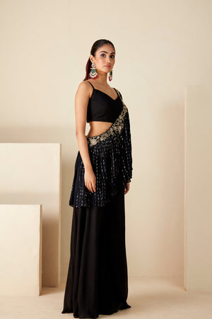 Midnight Black Cape Pants Set image 2