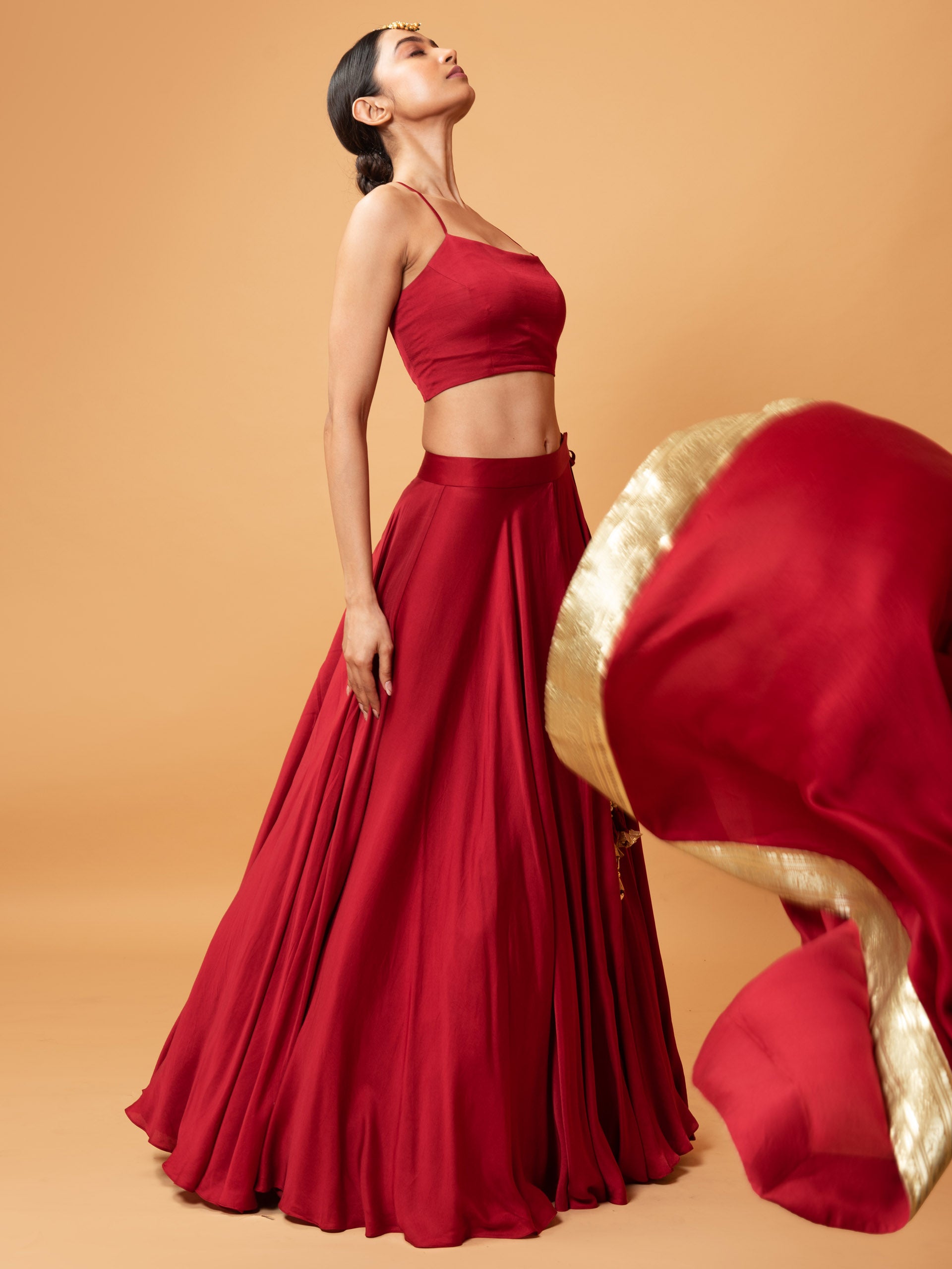 Red Modal Lehenga Set image 3