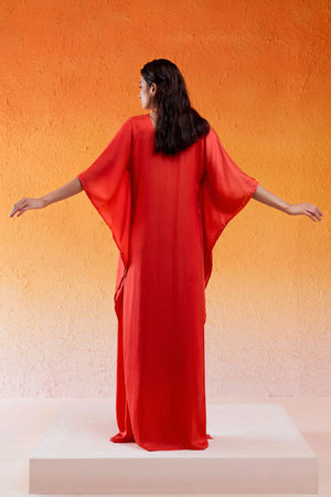 Scarlet Red Embroidered Kaftan image 3