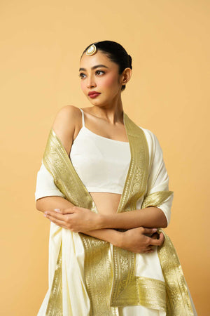 Ivory Modal Satin Lehenga image 4
