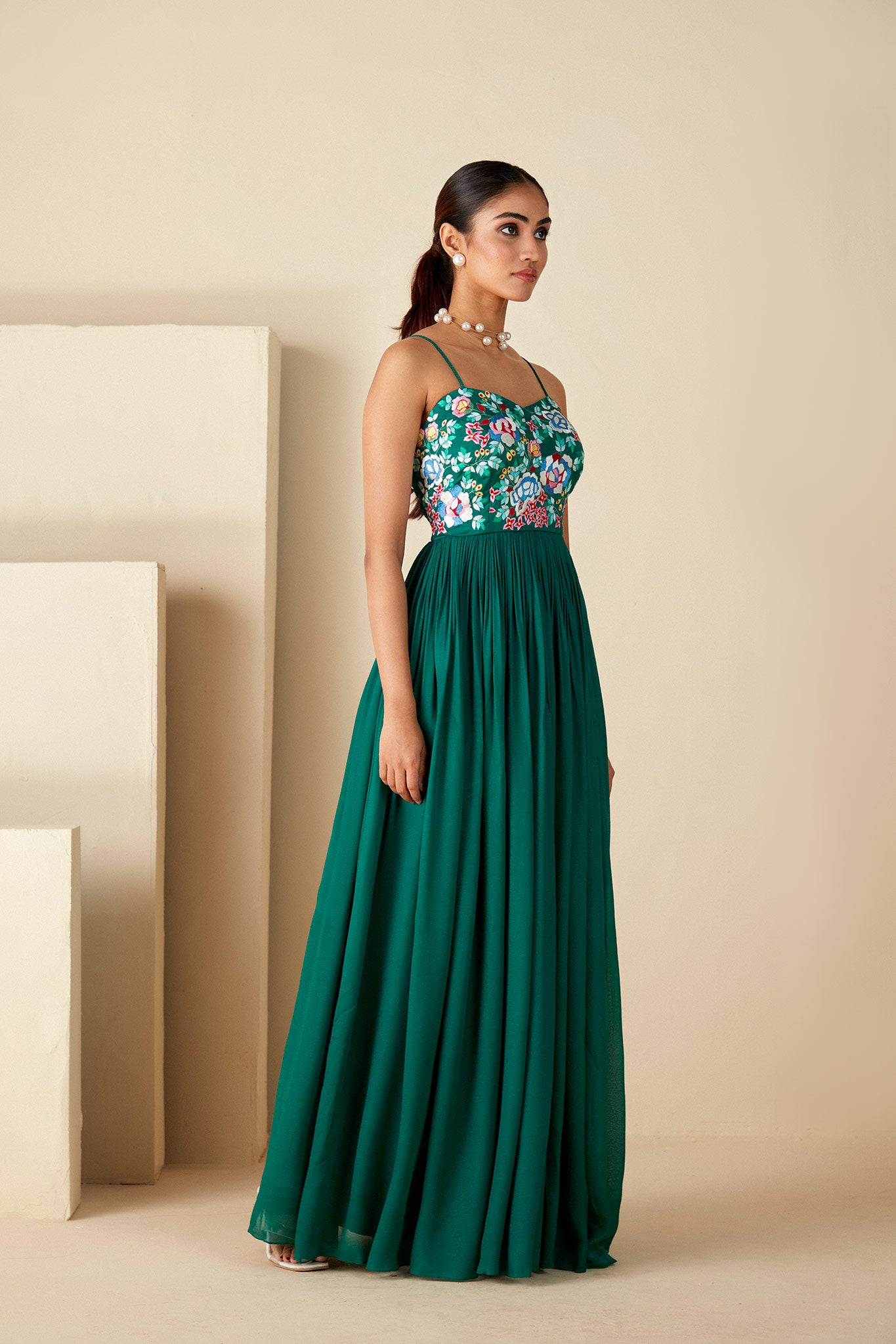 Emerald Elegance Pleated Dress image 2