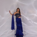 Navy Blue Dori Corset  Drape Saree Set image 0