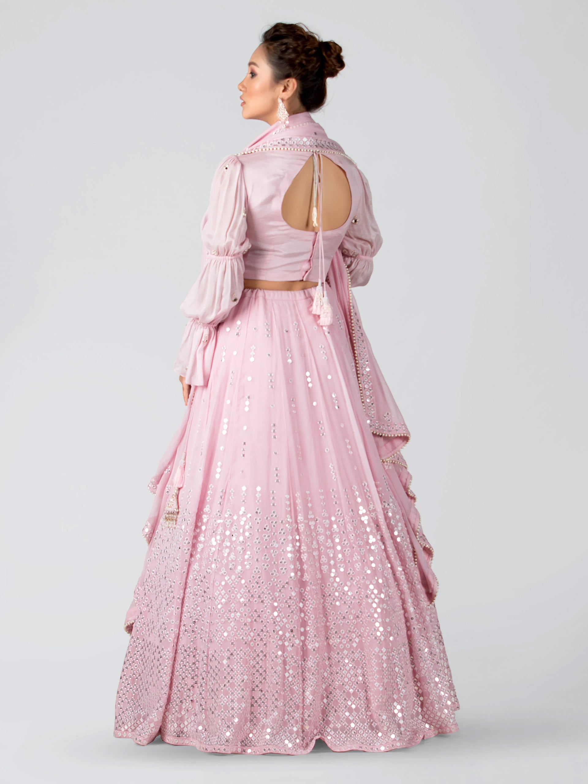 Light Pink Mirror Lehenga Set image 4