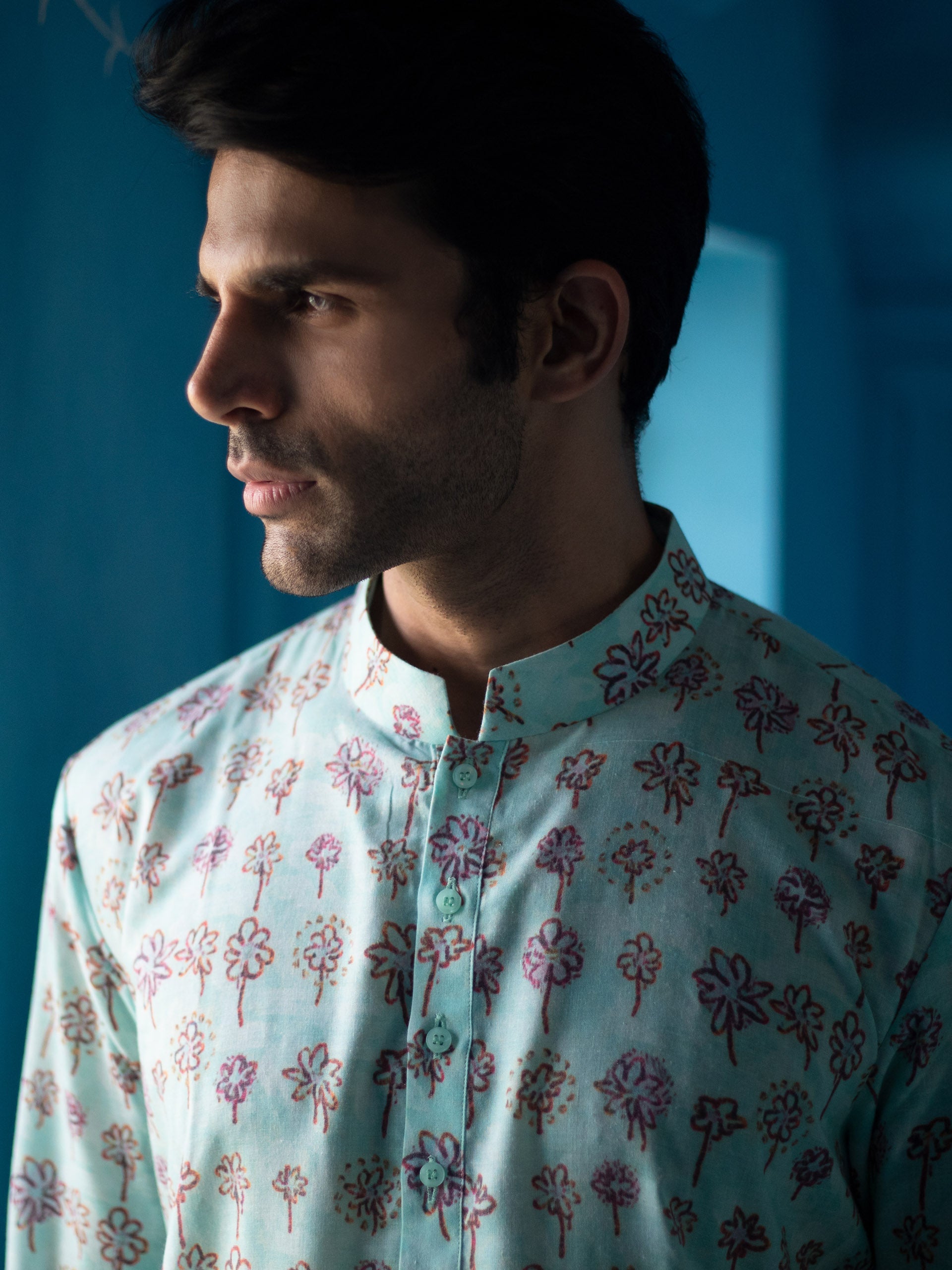 Light Blue Cotton Kurta Set image 2