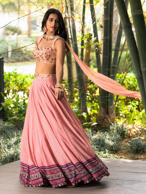 Salmon Pink Tori Lehenga Set image 4