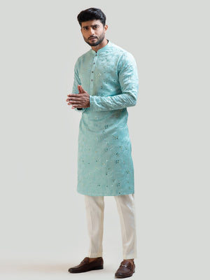Baby Blue Embroidered Kurta Set image 3