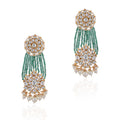 Sea Green Beaded Design with Pearl Accent Earrings image 0