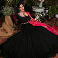 Black Anarkali with Pink Bandhani Dupatta image 0