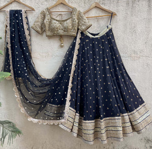 Black Sharmily Lehenga Set with Embroidered Blouse - S image