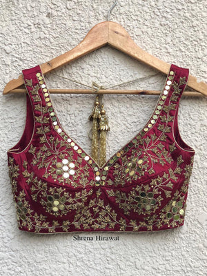 Crimson Mirror Work Lehenga image 2