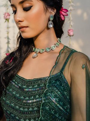 Bottle Green High-Low Lehenga Set image 4