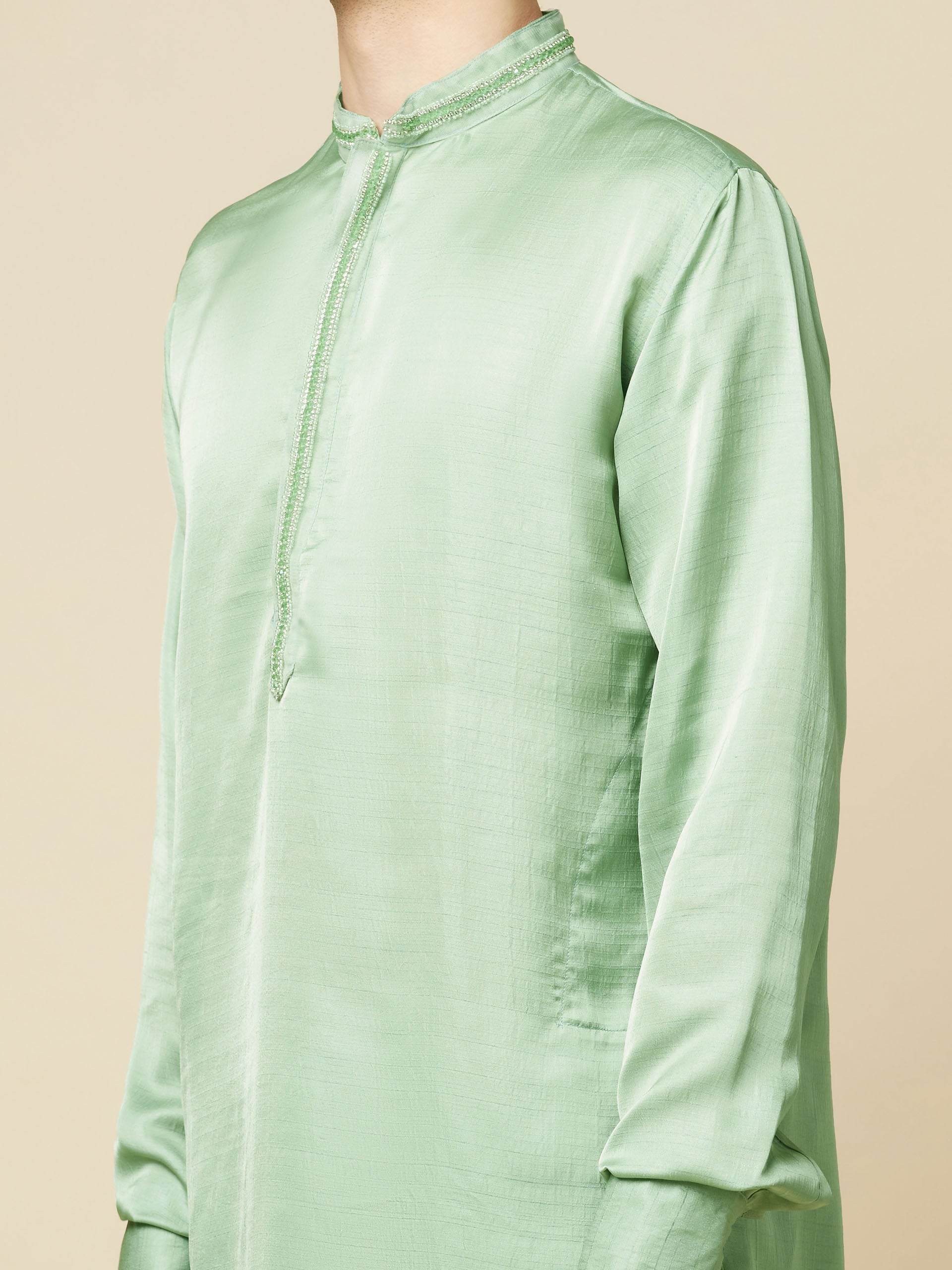 Mint Green Art Silk Kurta image 2