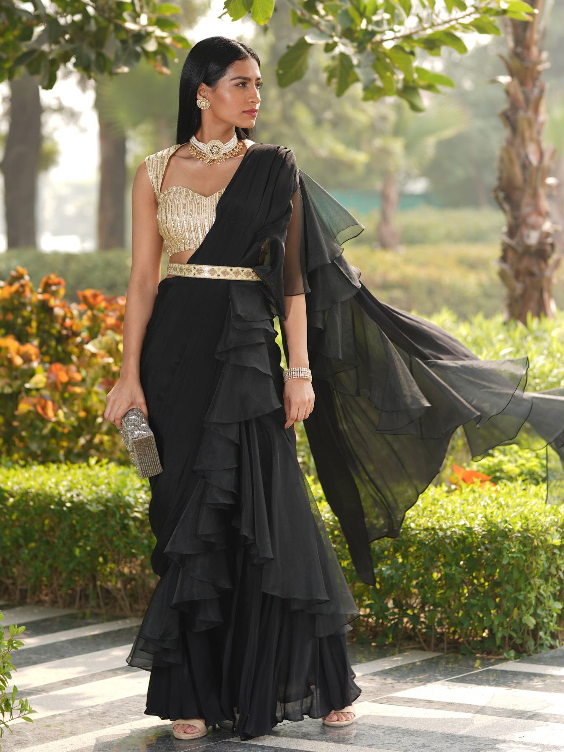 Black and Gold Lara Saree Set image 0