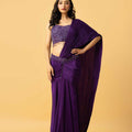 Violet Crepe Saree image 0