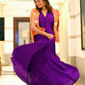 Plain Purple Chic Gown With Cape Jacket image 0