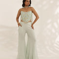 Mint Green Bandhani Bello Bottom Set image 0