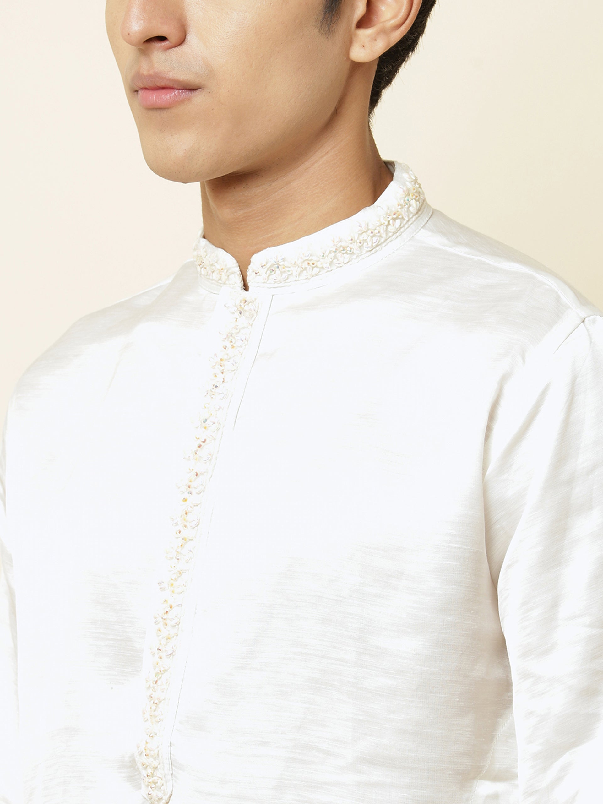 White Satin Kurta image 1