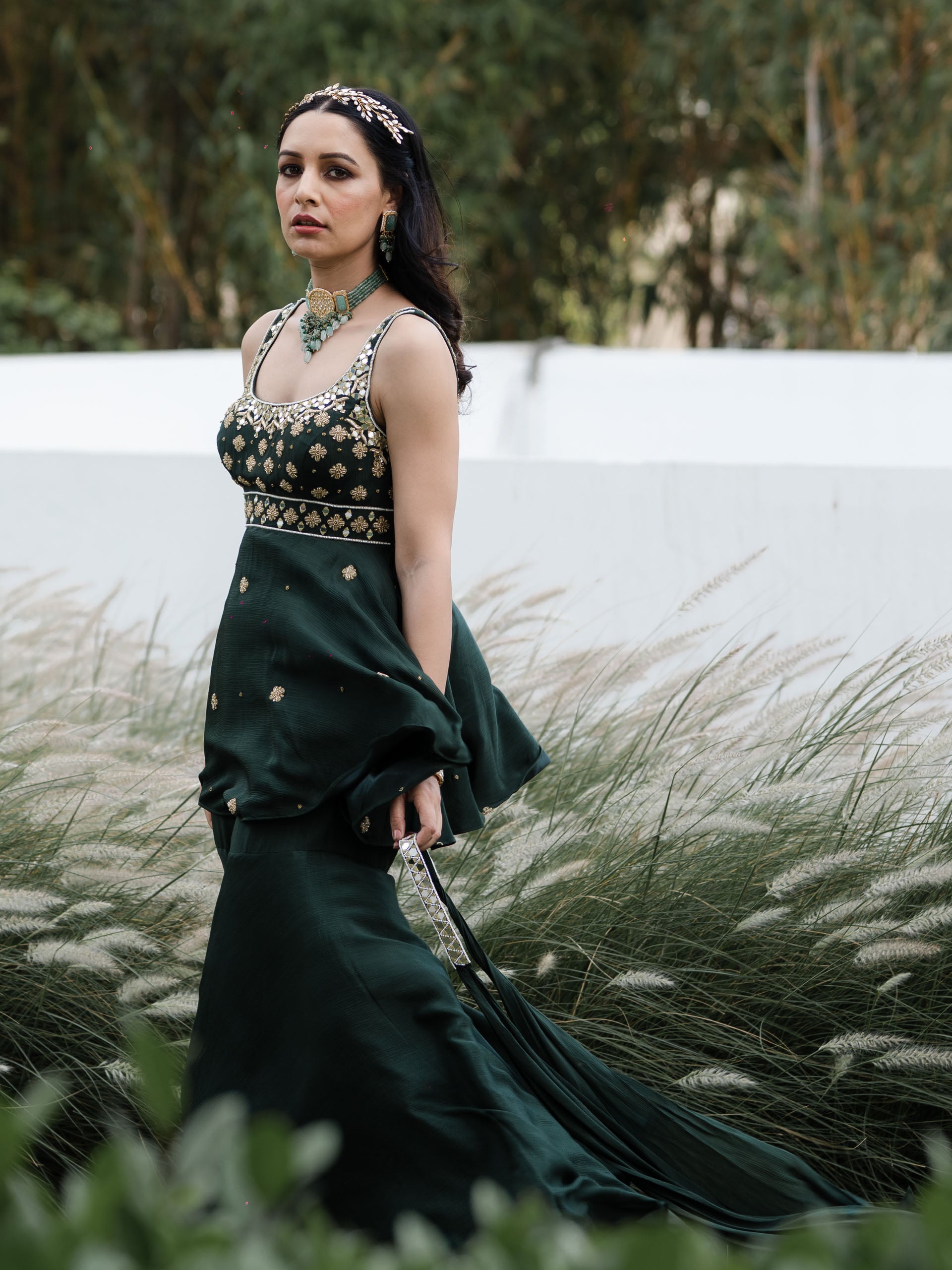 Dark Green Aaisha Sharara Set - Custom image