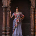 Gray Drape Lehenga Set image 0
