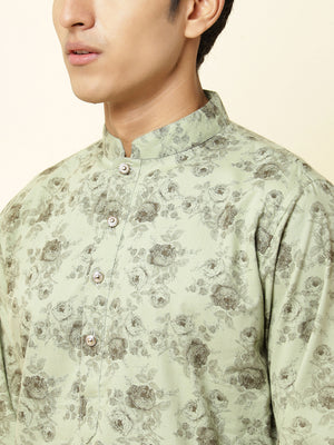 Green Rose Print Kurta image 1