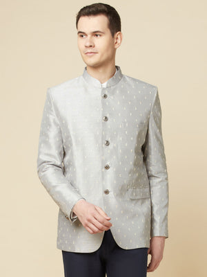 Grey Embroidered Jodhpuri Jacket - L image