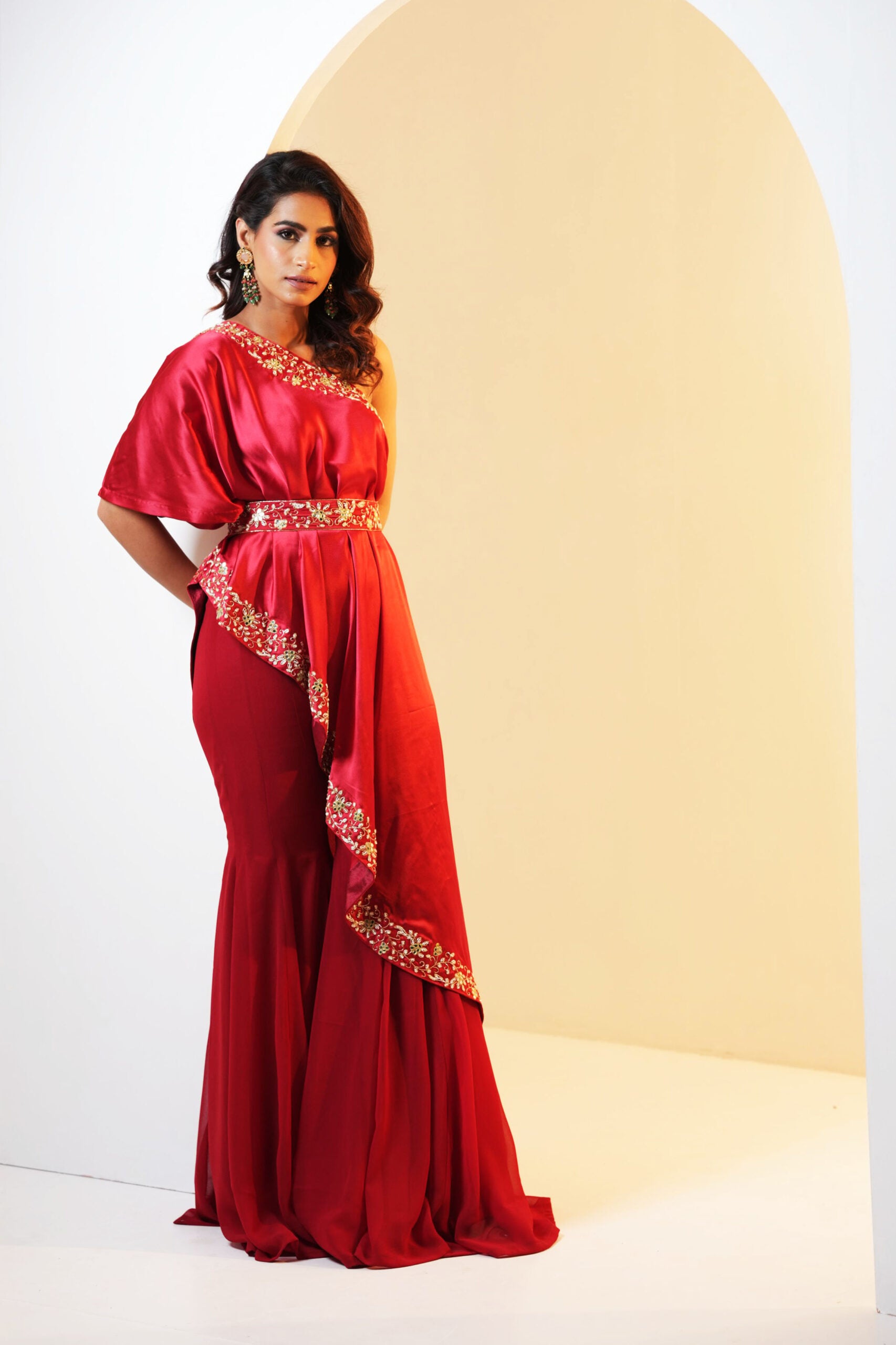 Seher Drape Cape and Flared Pants Set image 3