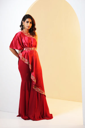 Seher Drape Cape and Flared Pants Set image 3